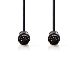 Nedis DIN-Audiokabel | DIN 5-Pins Male | DIN 5-Pins Male | Vernikkeld | 3.00 m | Rond | PVC | Zwart | Label - CAGL20000BK30