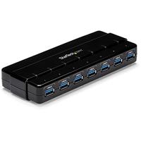 StarTech.com 7-poorts USB 3.0 SuperSpeed Hub - USB 3 Hub Voeding/Stroomaansluiting en Kabel - Zwart