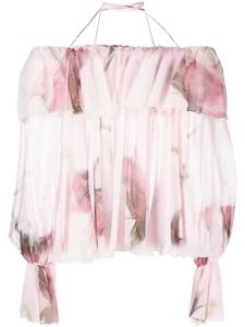 Blumarine blouse volantée à fleurs - Rose