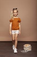 Le Chic Meisjes top bliksem & stippen - Caramel