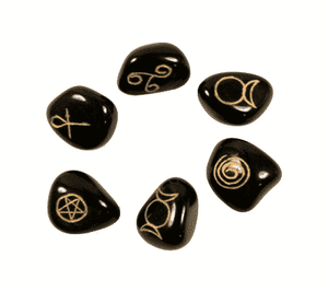 Wicca Symbolenstenen Agaat Zwart (Set van 6)