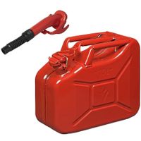 Metalen jerrycan rood voor brandstof 10 liter incl. schenktuit