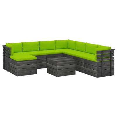 vidaXL 9-delige Loungeset pallet met kussens massief grenenhout