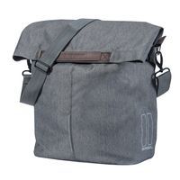 Basil City Shopper fietsshopper, grijs melee, 14-16L, vegan leder, waterkerende vouwsluiting, reflectie - thumbnail