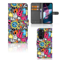 Motorola Edge 30 Pro Wallet Case met Pasjes Punk Rock - thumbnail