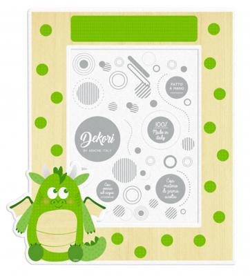 Dekori fotolijstje draak 26 x 21 cm hout groen 2 delig Dekori fotolijstje draak 26 x 21 cm hout groen 2 delig