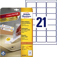 Etiket Avery Zweckform L6023REV-25 63.5x38.1mm afneembaar wit 525stuks - thumbnail