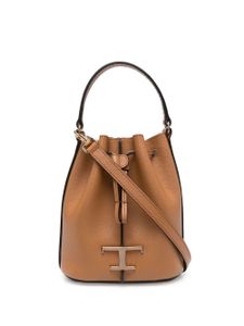 Tod's sac seau en cuir à breloque logo - Marron