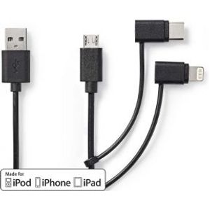 3-in-1-Kabel | USB 2.0 | USB-A Male | Apple Lightning 8-Pins / USB Micro-B Male / USB-C© Male | 48