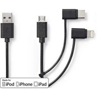 3-in-1-Kabel | USB 2.0 | USB-A Male | Apple Lightning 8-Pins / USB Micro-B Male / USB-C© Male | 48 - thumbnail