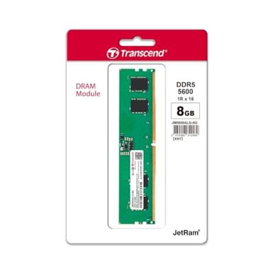 Transcend PC5-44800 (DDR5 5600) 8GB 1.1V 288pin U-DIMM 1Rx16 (1Gx16) CL46 Levenslange garantie JM5600ALG-8G