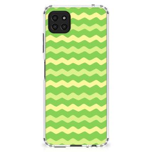 Samsung Galaxy A22 5G Doorzichtige Silicone Hoesje Waves Green