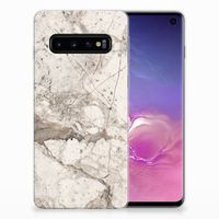 Samsung Galaxy S10 TPU Siliconen Hoesje Marmer Beige - thumbnail