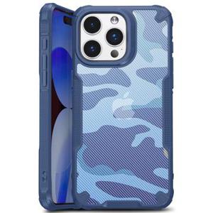 iPhone 15 Plus Anti-Shock Hybride Hoesje - Camouflage - Blauw