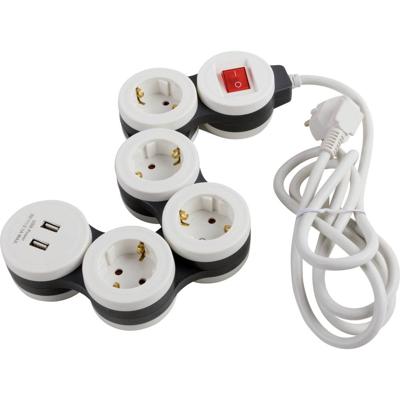 Heitronic 500003 Stekkerdoos met schakelaar 4-voudig Wit Randaarde stekker 1 stuk(s)