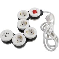 Heitronic 500003 Stekkerdoos met schakelaar 4-voudig Wit Randaarde stekker 1 stuk(s)