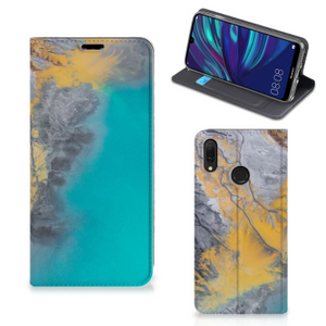 Huawei Y7 hoesje Y7 Pro (2019) Standcase Marble Blue Gold