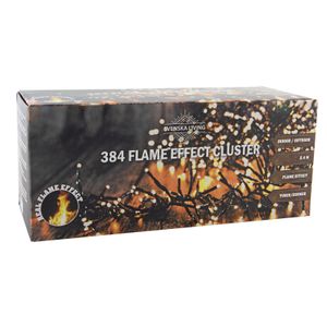 Clusterverlichting warm wit met vlam effect 384 lampjes 240 cm lichtsnoer met timer   -