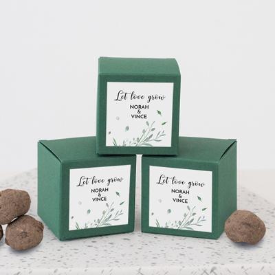 Bruiloftbedankje doosje met zaadbommen modern elegance