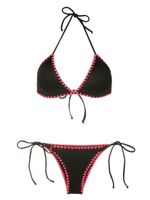 Brigitte bikini dos-nu à broderies - Noir - thumbnail