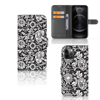 Apple iPhone 12 Pro Max Hoesje Black Flowers