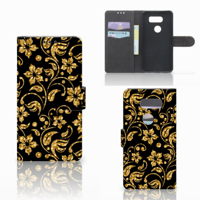 LG V30 Hoesje Gouden Bloemen