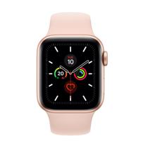 Refurbished Apple Watch Series 5 Aluminum 44mm Rosegoud met Pink Sportband Licht gebruikt - thumbnail