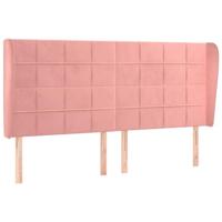 vidaXL Hoofdbord met randen 163x23x118/128 cm fluweel roze, hoofdeinde, houten hoofdeinde, bedonderdeel, houten hoofdbord, slaapkamermeubel
