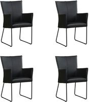 Set van 4 Zwarte leren industriële eetkamerstoelen Mate - Toledo Leer Nero (zwart leer)