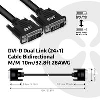 club3D CAC-1220 DVI-kabel DVI Aansluitkabel DVI-D 24+1-polige stekker 10.00 m Zwart - thumbnail