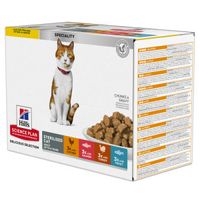 Hill&apos;s Adult Sterilised Cat multipack kip, zalm, forel & kalkoen (85 gram) 1 doos (12 x 85 g) - thumbnail