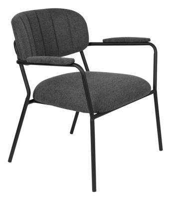 ZILT Fauteuil 'Kolten' met armleuning, kleur Zwart/Donkergrijs