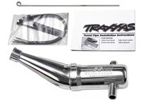 Tuned pipe, resonator, r.o.a.r. legal (aluminum, double-chamber) (fits maxx vehicles with trx racing engines) - thumbnail