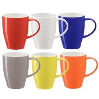 Koffie mokken/bekers Paris - 6x - porselein - multi kleuren - 350 ml - stijlvolle vorm