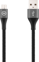 BlueBuilt Usb A naar Micro Usb Kabel Nylon Zwart 3m - thumbnail