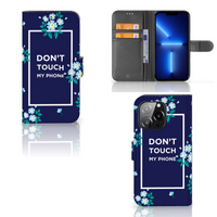 iPhone 13 Pro Portemonnee Hoesje Flowers Blue DTMP - thumbnail