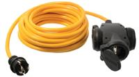 as - Schwabe 61452 Dreifach Vollgummi-Verteilersteckdose, 5 M Verlängerung K35 IP44 Aussenbereich, 230 V, gelb