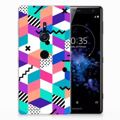 Sony Xperia XZ2 TPU Hoesje Blokken Kleurrijk