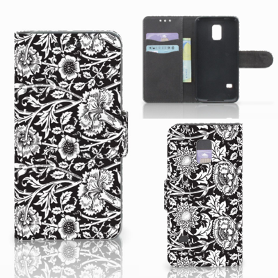 Samsung Galaxy S5 Mini Hoesje Black Flowers Samsung Galaxy S5 Mini Hoesje Black Flowers