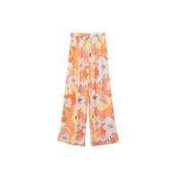 Mango gebloemde high waist wide leg palazzo broek oranje