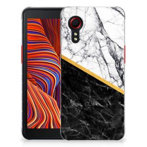 Samsung Galaxy Xcover 5 TPU Siliconen Hoesje Marmer Wit Zwart - Origineel Cadeau Man