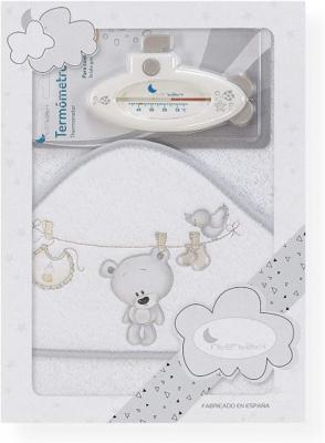 Interbaby badcape en thermometer 100 cm katoen Interbaby badcape en thermometer 100 cm katoen