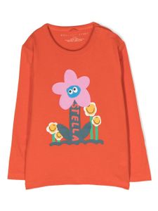 Stella McCartney Kids t-shirt en coton à fleurs - Orange