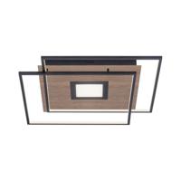 Paul Neuhaus Landelijke led plafondlamp Q-Amira Square houtbruin met zwart 8379-78 - thumbnail