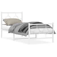 Bedframe met hoofd- en voeteneinde metaal wit 80x200 cm