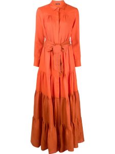 Kiton robe-chemise longue à volants superposés - Orange