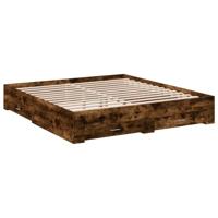 vidaXL Bedframe met lades bewerkt hout gerookt eikenkleurig 200x200 cm, bed, bed ombouw, 2 persoonsbed, bedbodem, slaapkamermeubel, tweepersoonsbed