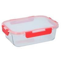 Alpina Vershouddoos - 1,5 Liter - Glas - Mag in Vriezer, Oven, Magnetron en Vaatwasser - Transparant/ Rood