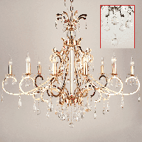 Hanglamp Luzia 10 lichts ovaal + bol kristallen helder verguld