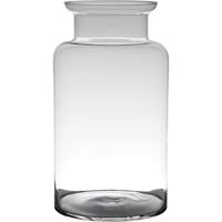 Transparante luxe grote stijlvolle melkbus vaas/vazen van glas 45 x 25 cm - Bloemen/boeketten vaas voor binnen gebruik